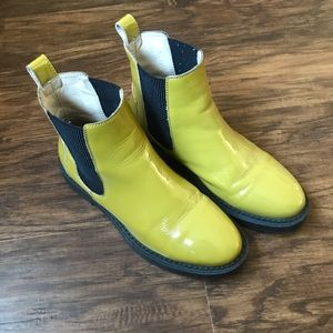 Intentionally Blank green patent leather boots